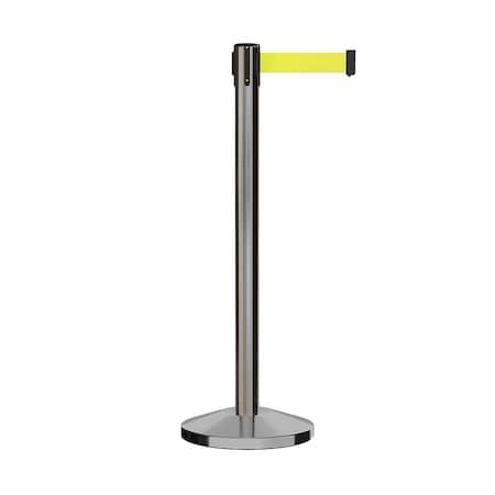 Montour Line Stanchion Belt Barrier Sat.Steel Post 11ft. Fl.Yel Belt M630-SS-FYW-110